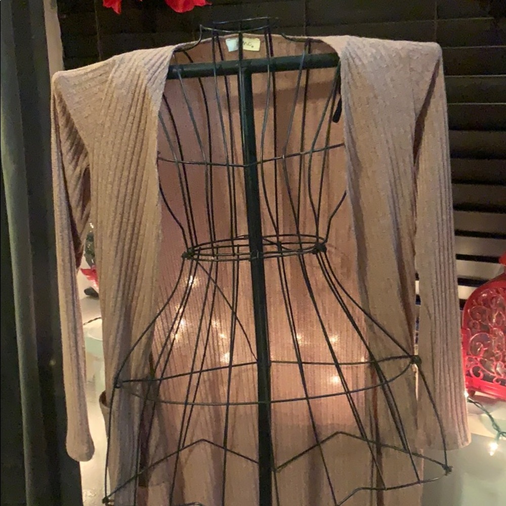 Floor length dusty rose cardigan